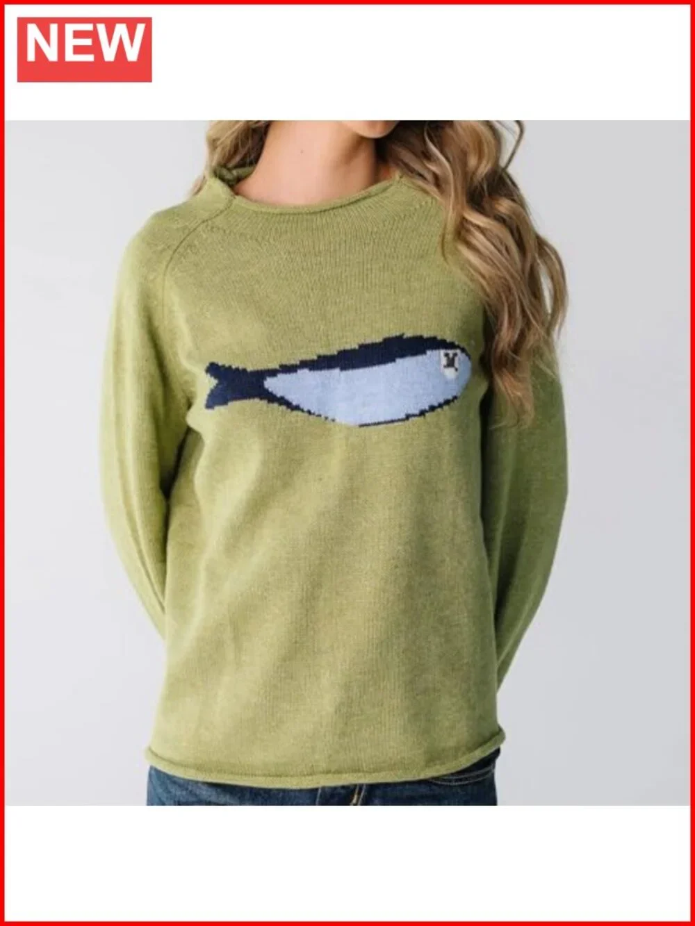 Oversized Roll Neck Animal Graphic Chunky Knit Pullover Sweater